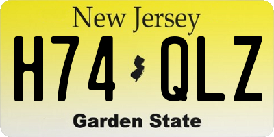 NJ license plate H74QLZ