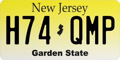 NJ license plate H74QMP