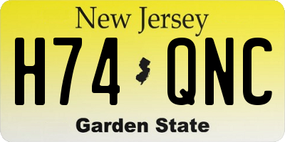 NJ license plate H74QNC