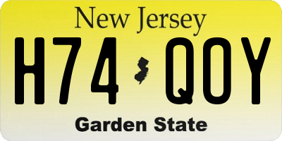 NJ license plate H74QOY