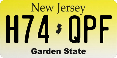 NJ license plate H74QPF
