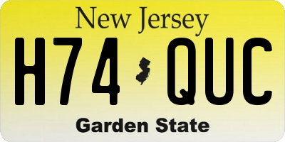 NJ license plate H74QUC
