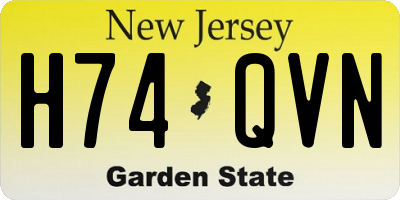 NJ license plate H74QVN