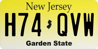 NJ license plate H74QVW