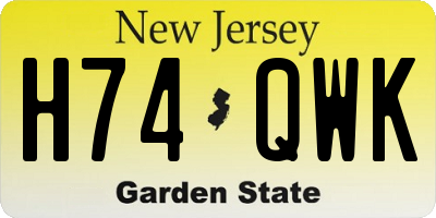NJ license plate H74QWK