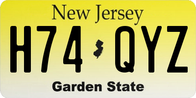NJ license plate H74QYZ