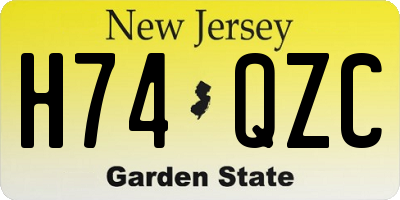NJ license plate H74QZC