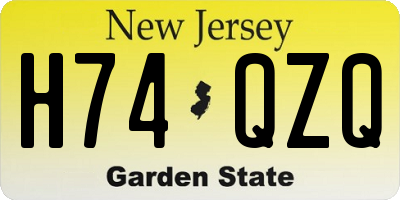 NJ license plate H74QZQ
