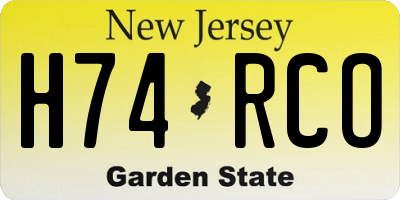 NJ license plate H74RCO