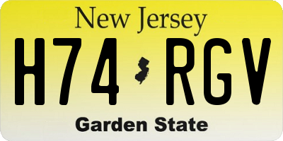NJ license plate H74RGV