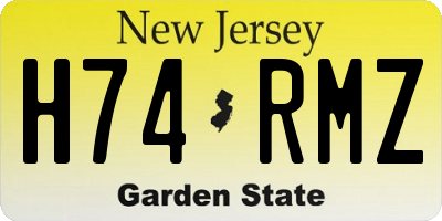 NJ license plate H74RMZ