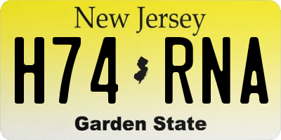NJ license plate H74RNA