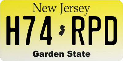 NJ license plate H74RPD