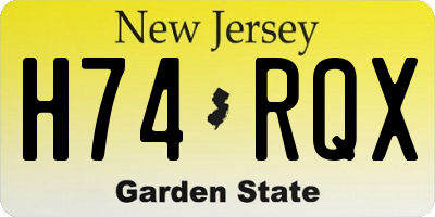 NJ license plate H74RQX