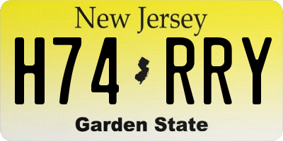 NJ license plate H74RRY