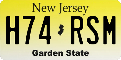 NJ license plate H74RSM