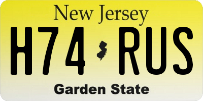 NJ license plate H74RUS