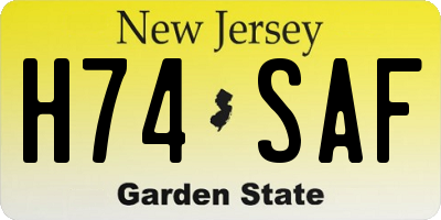 NJ license plate H74SAF