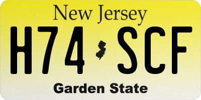 NJ license plate H74SCF