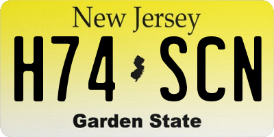 NJ license plate H74SCN