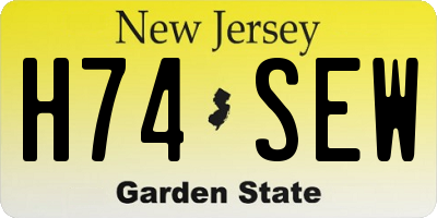 NJ license plate H74SEW