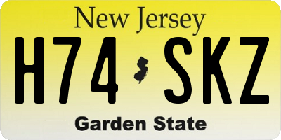 NJ license plate H74SKZ
