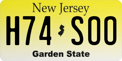 NJ license plate H74SOO