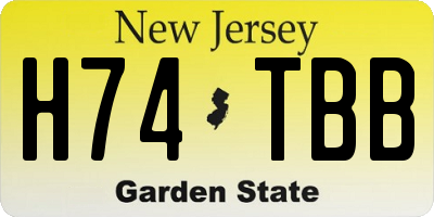 NJ license plate H74TBB