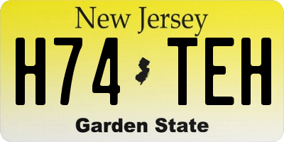 NJ license plate H74TEH