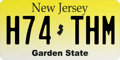 NJ license plate H74THM