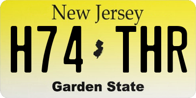 NJ license plate H74THR
