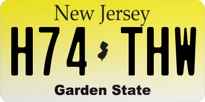 NJ license plate H74THW