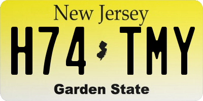 NJ license plate H74TMY
