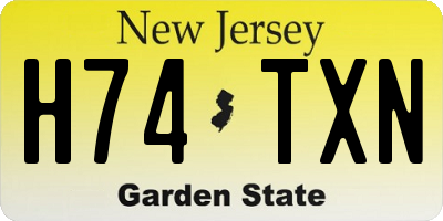 NJ license plate H74TXN