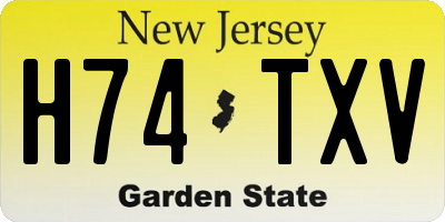 NJ license plate H74TXV