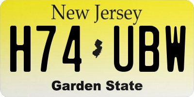 NJ license plate H74UBW