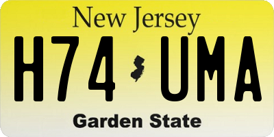 NJ license plate H74UMA