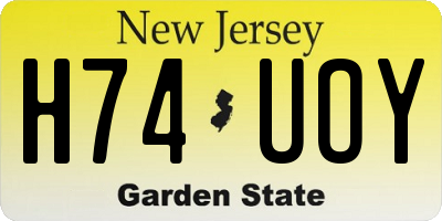 NJ license plate H74UOY