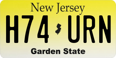 NJ license plate H74URN