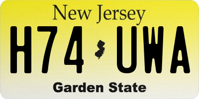 NJ license plate H74UWA