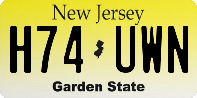 NJ license plate H74UWN