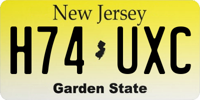 NJ license plate H74UXC