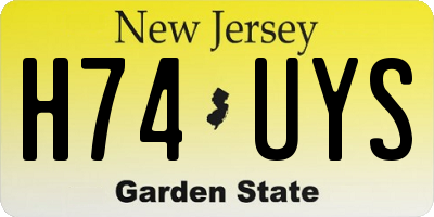 NJ license plate H74UYS