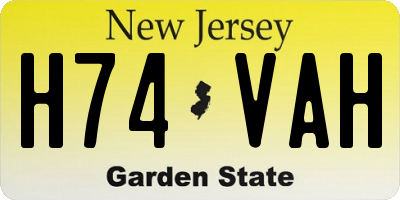 NJ license plate H74VAH