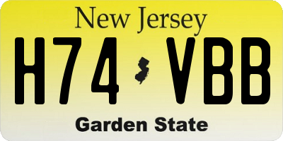 NJ license plate H74VBB