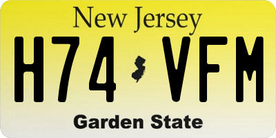 NJ license plate H74VFM