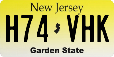 NJ license plate H74VHK