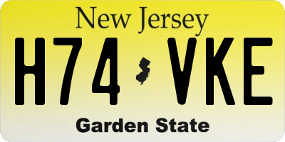 NJ license plate H74VKE