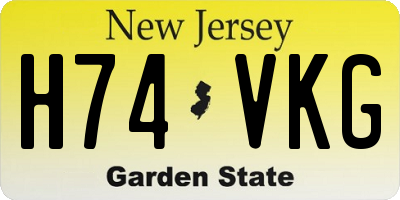 NJ license plate H74VKG