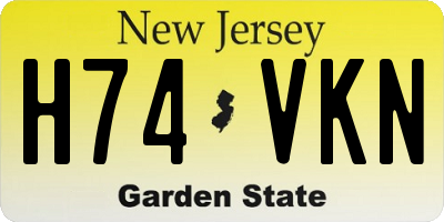 NJ license plate H74VKN